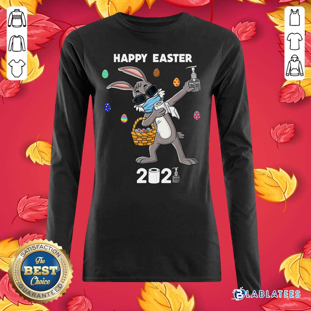 Top Dabbing Rabbit Face Mask Happy Easter 2021 Shirt
