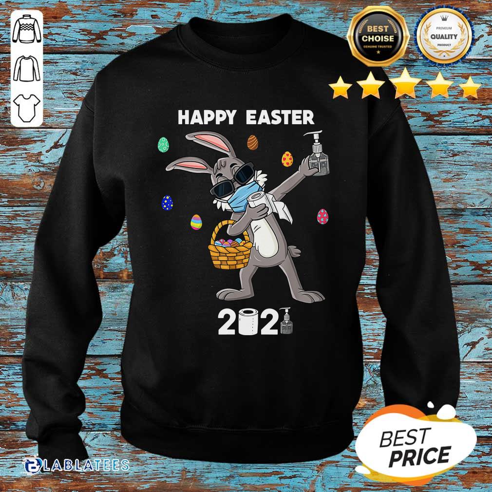 Top Dabbing Rabbit Face Mask Happy Easter 2021 Shirt