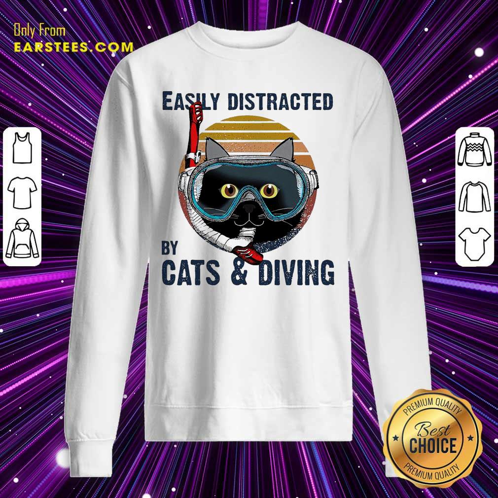 Top Easily Distracted By Cats And Diving Vintage Shirt