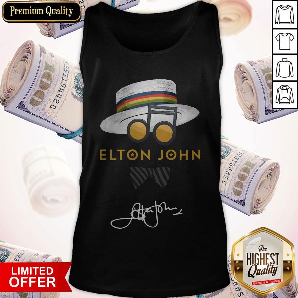 Top Elton John Hat Signature Shirt
