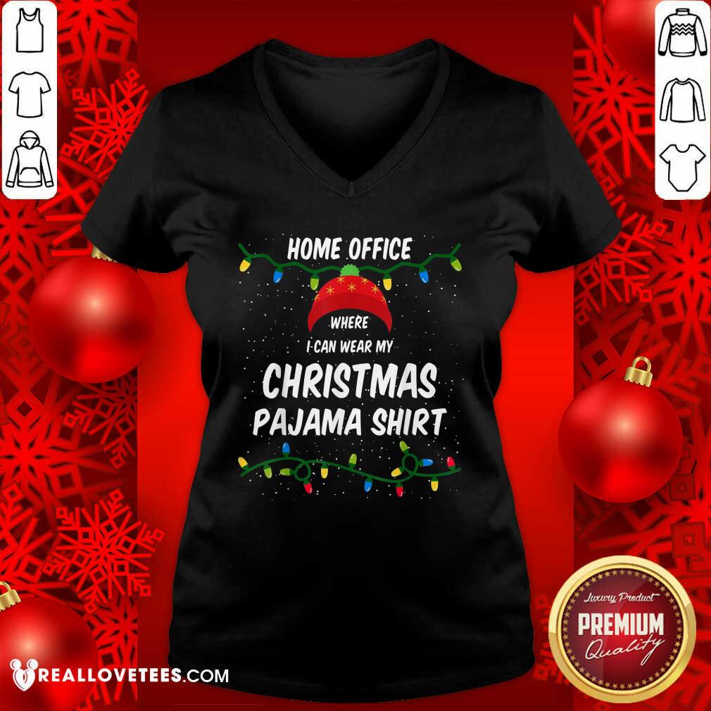 Top Home Office Where I Can Wear My Christmas Pajama Lights Shirt