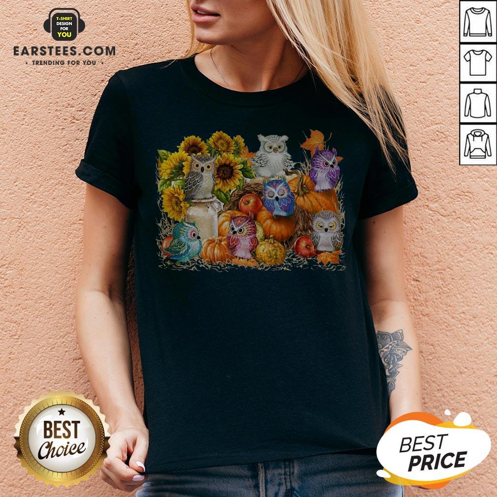 Top Owls Pumpkin Sunflower Halloween Shirt