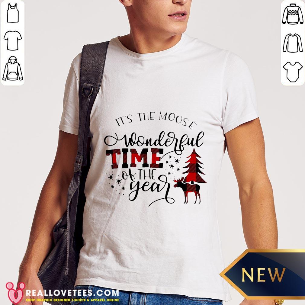 Top Plaid It’s The Moose Wonderful Time Of The Year Christmas Shirt