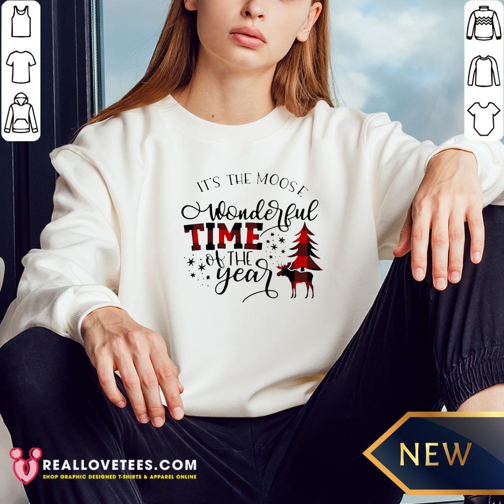 Top Plaid It’s The Moose Wonderful Time Of The Year Christmas Shirt
