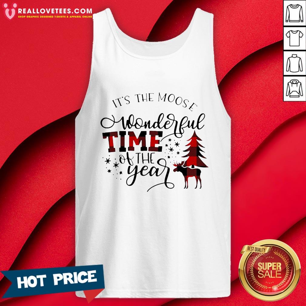 Top Plaid It’s The Moose Wonderful Time Of The Year Christmas Shirt