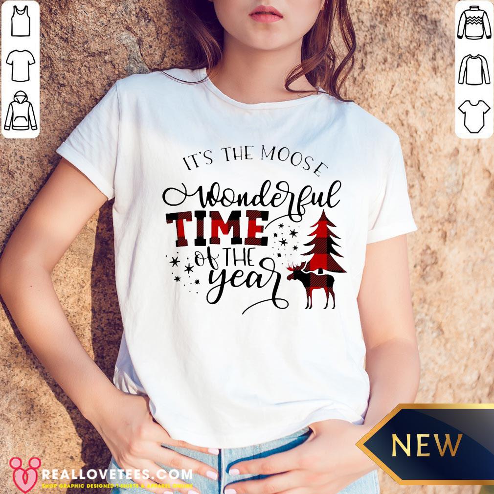 Top Plaid It’s The Moose Wonderful Time Of The Year Christmas Shirt