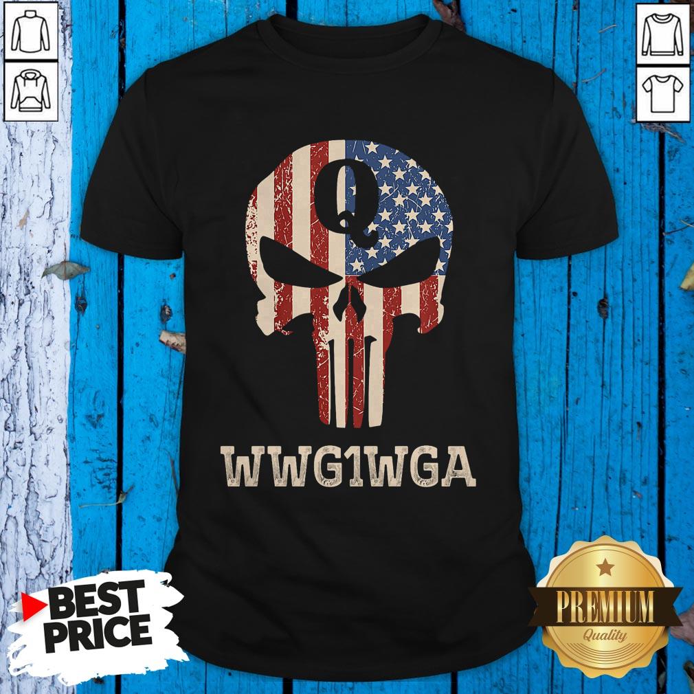 Top Q Wwg1wga Skull American Flag Shirt