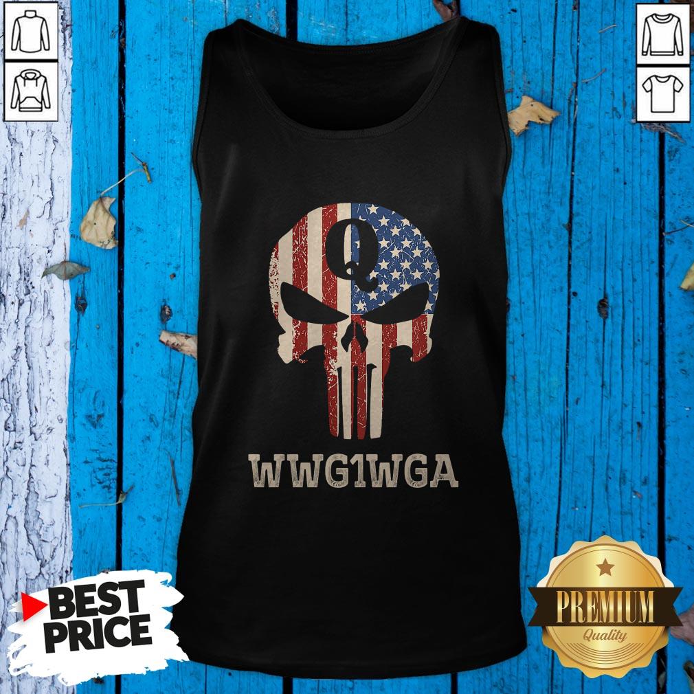 Top Q Wwg1wga Skull American Flag Shirt
