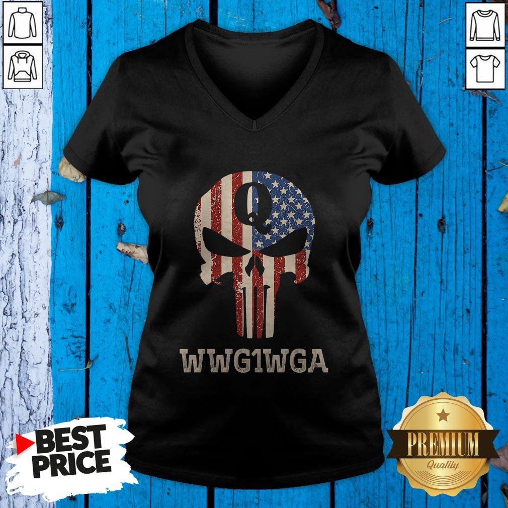 Top Q Wwg1wga Skull American Flag Shirt