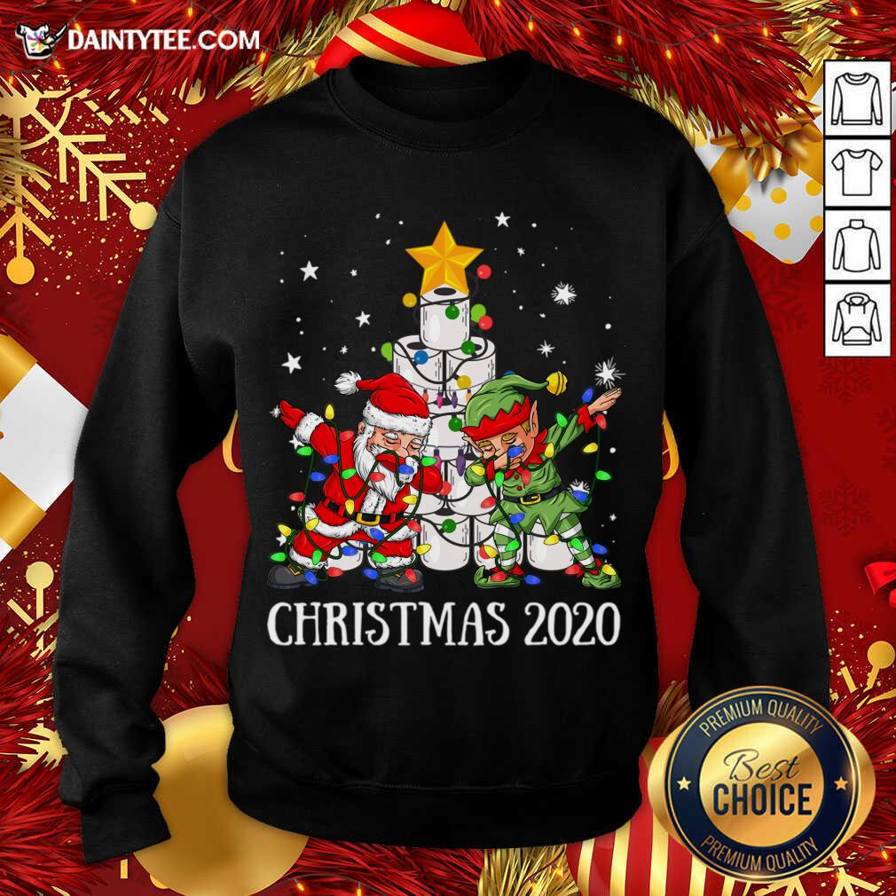 Top Quarantine Christmas 2020 Dabbing Santa Mask Elf Mask T-Shirt