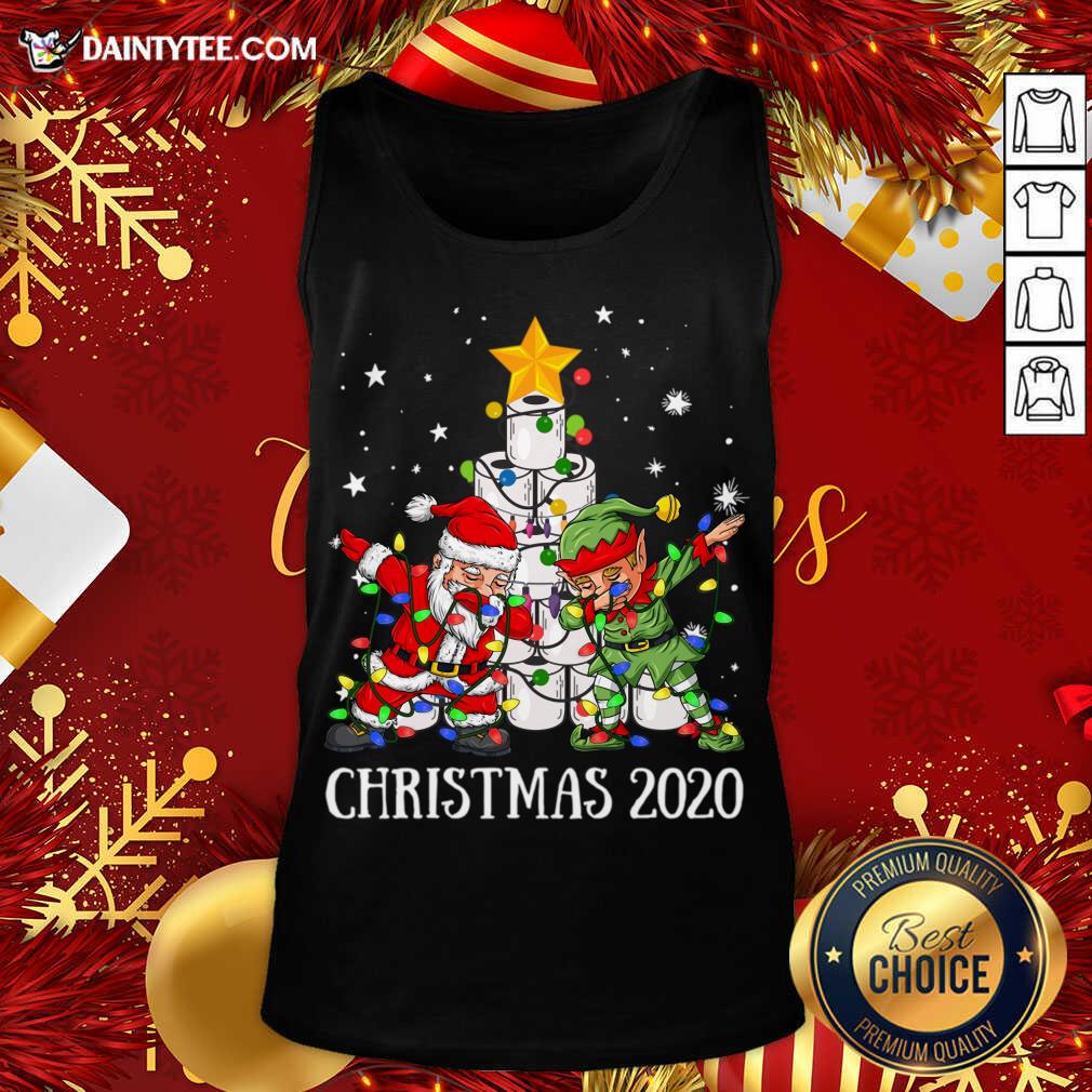 Top Quarantine Christmas 2020 Dabbing Santa Mask Elf Mask T-Shirt