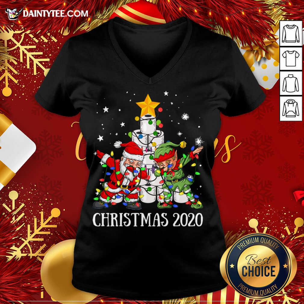 Top Quarantine Christmas 2020 Dabbing Santa Mask Elf Mask T-Shirt