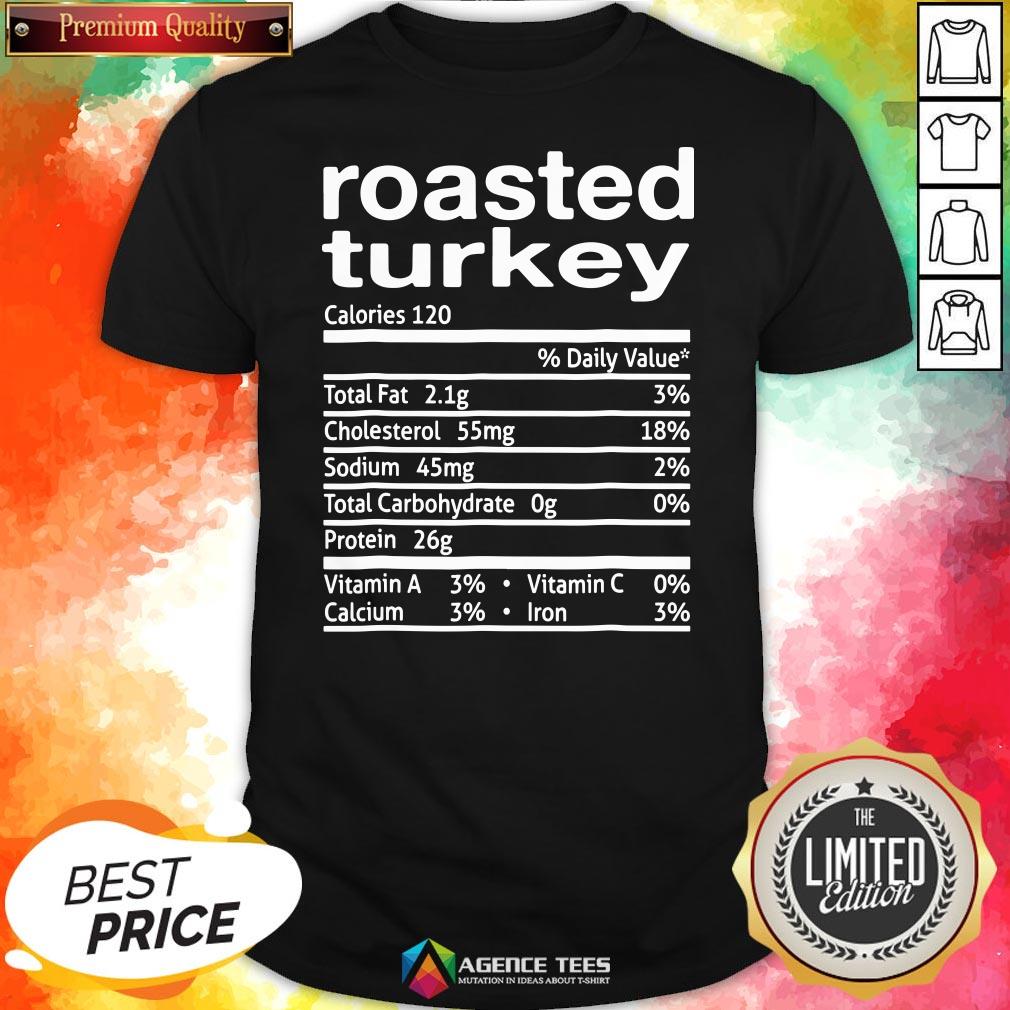 Top Roasted Turkey Nutrition Facts 2020 Thanksgiving Christmas Shirt