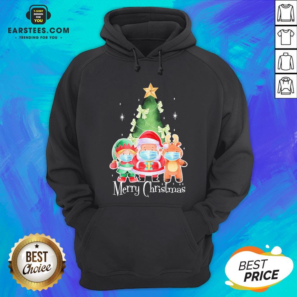 Top Santa Elf Reindeer Wearing Mask Quarantine Christmas 2020 Shirt