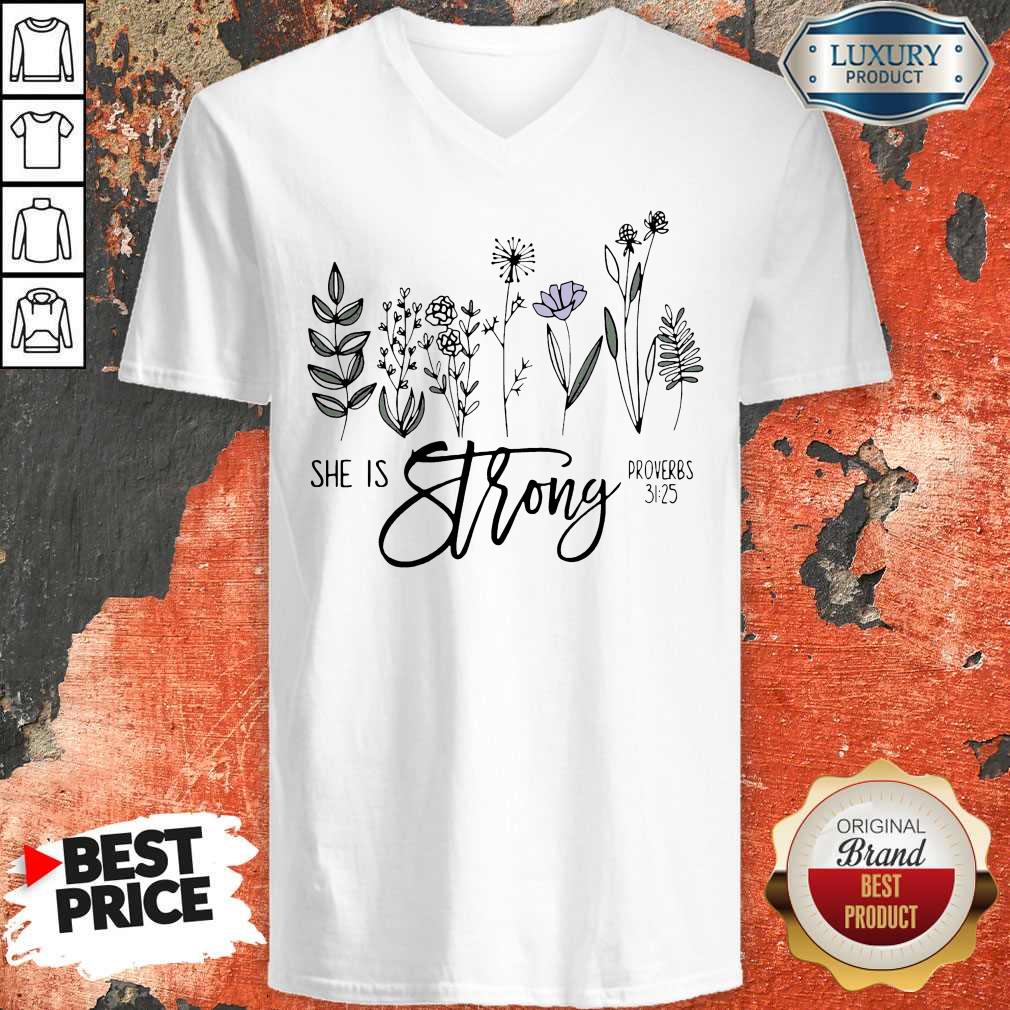 Top She Is Strong Flowers Shirt