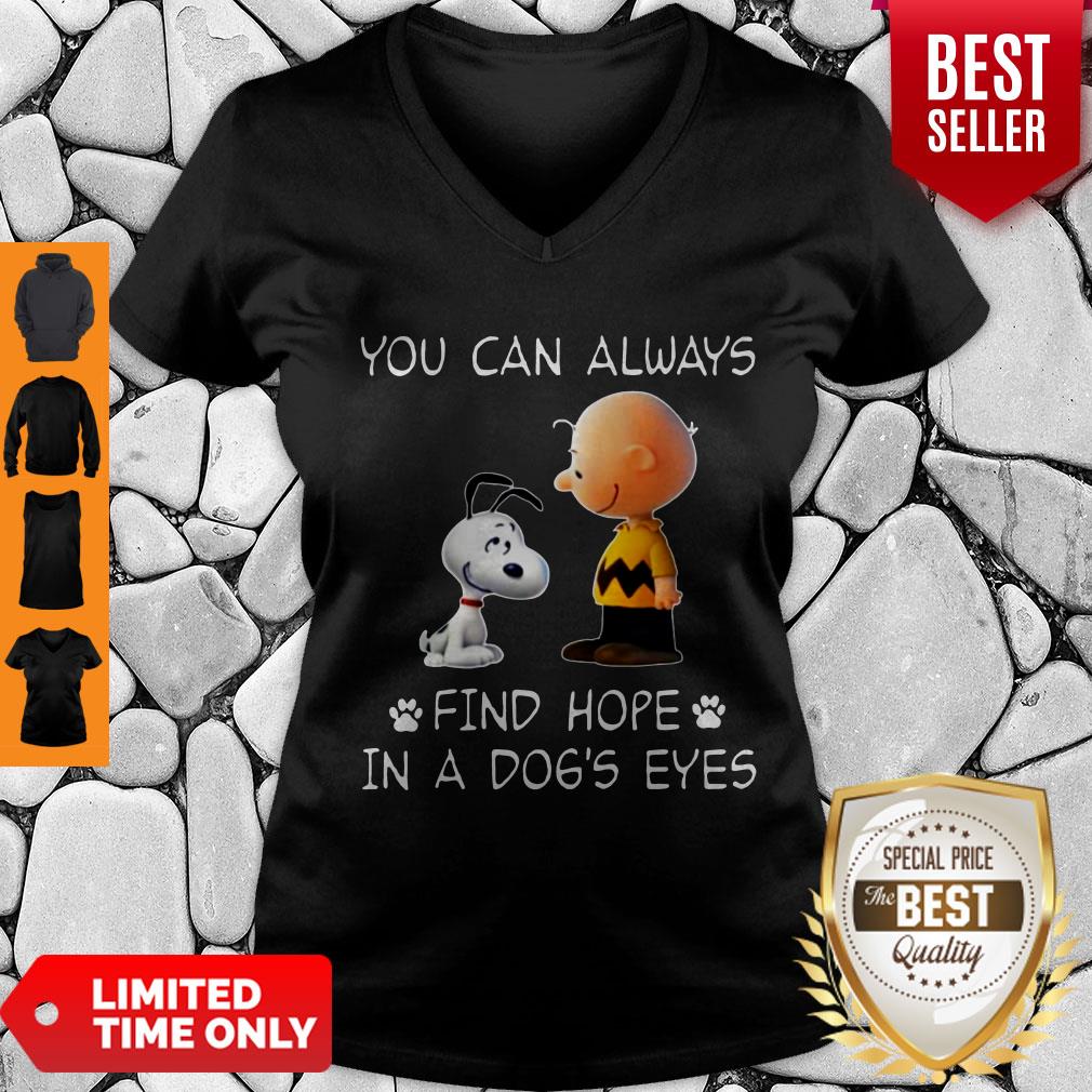 Top Snoopy And Charlie Brown You Can Always Find Hope In A Dogs Eyes Shirt