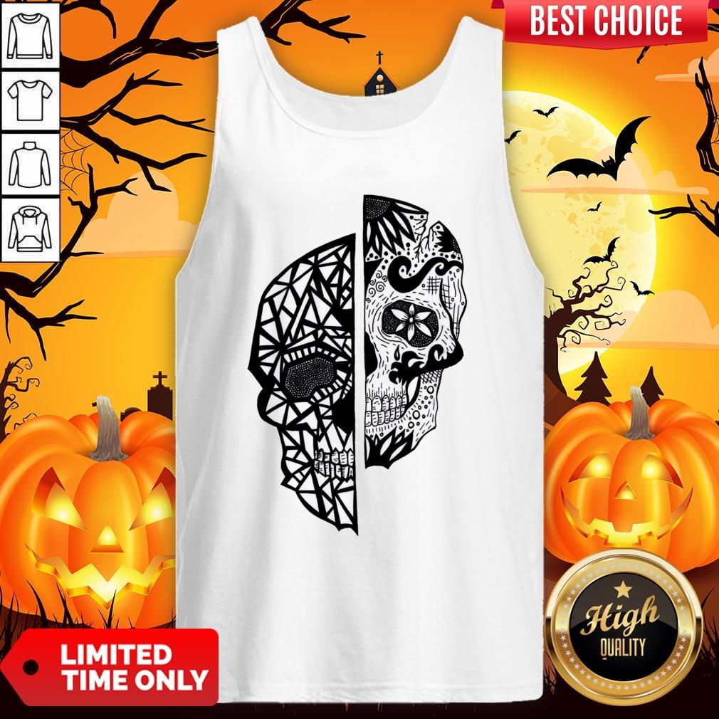 Two Faces Sugar Skull Dia De Los Muertos Day Of The Dead Shirt