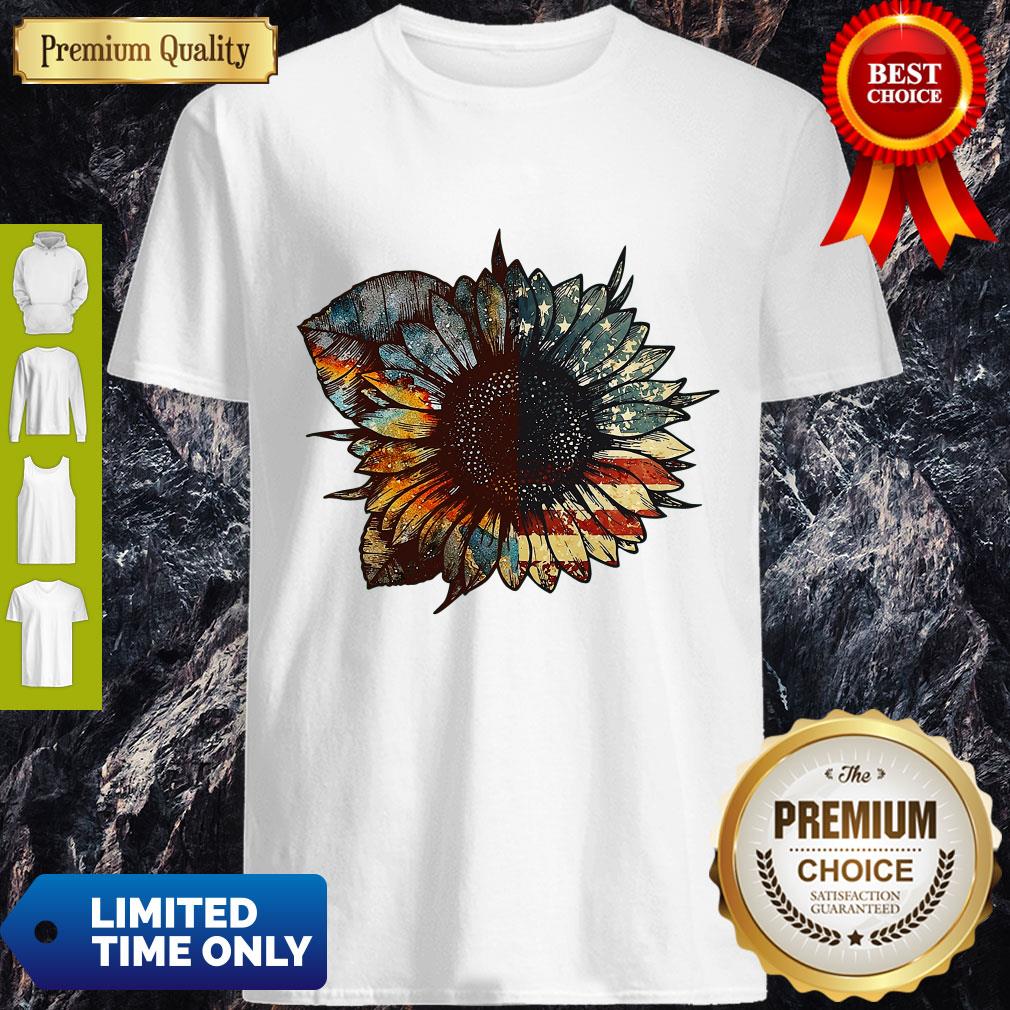 Good Great Vintage Sunflower American Flag Shirt