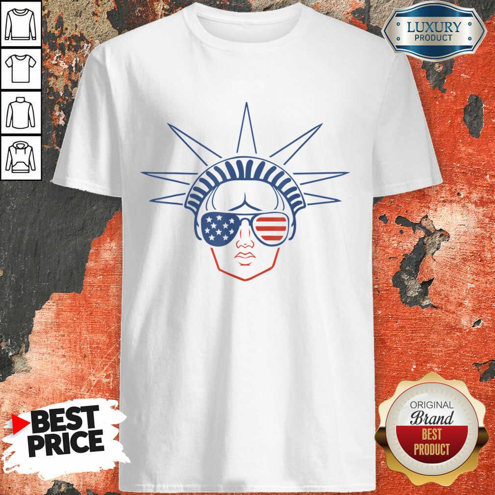 US Flag Statue Of Liberty Sunglasses Apparel July 4th Party Shirt