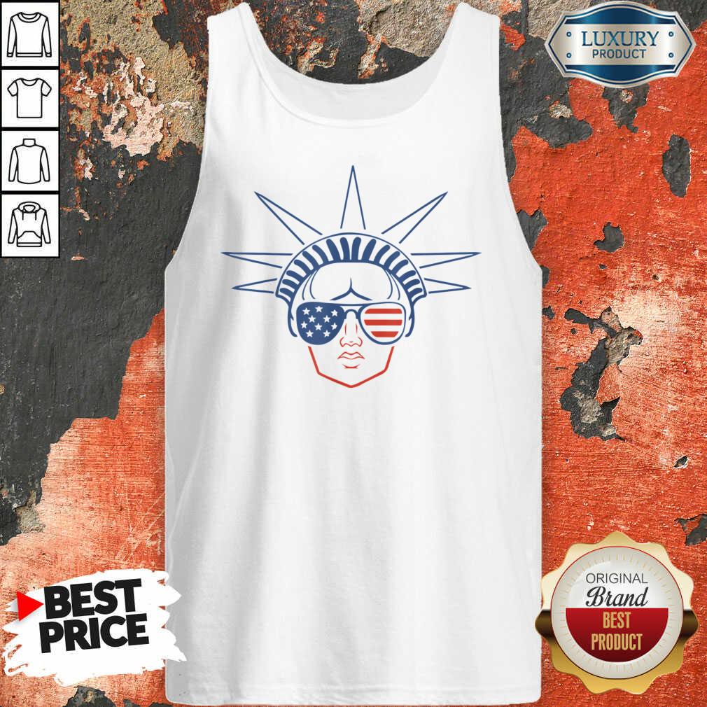 US Flag Statue Of Liberty Sunglasses Apparel July 4th Party Shirt