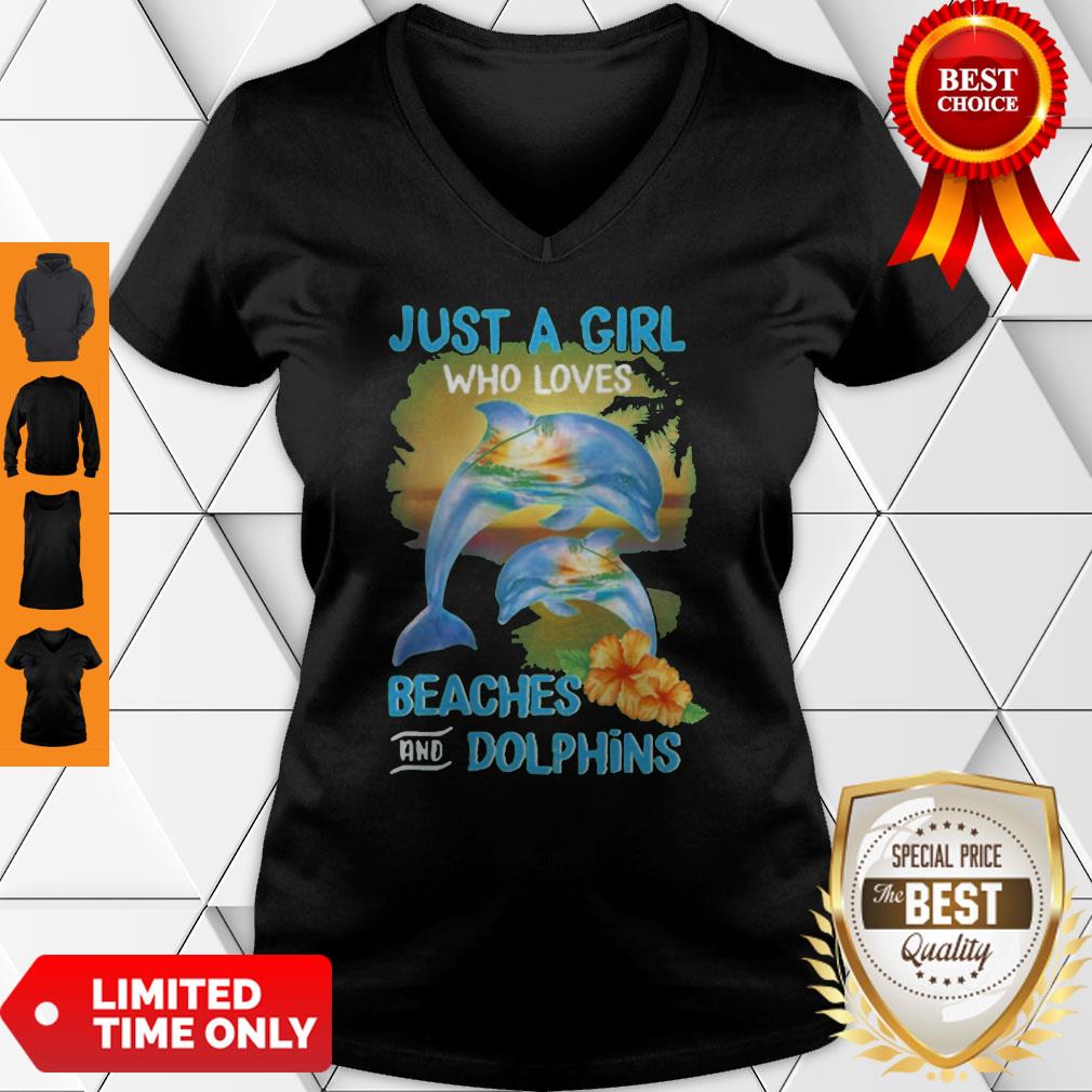 Funny Just A Girl Who Loves Beaches And Dolphins Shirt