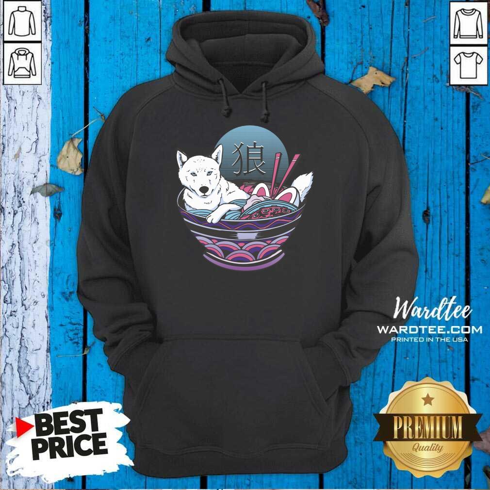 Vaporwave Wolf In A Ramen Bowl Shirt