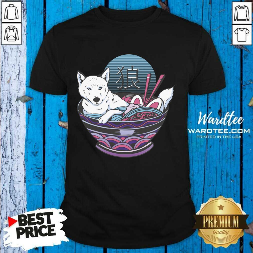 Vaporwave Wolf In A Ramen Bowl Shirt