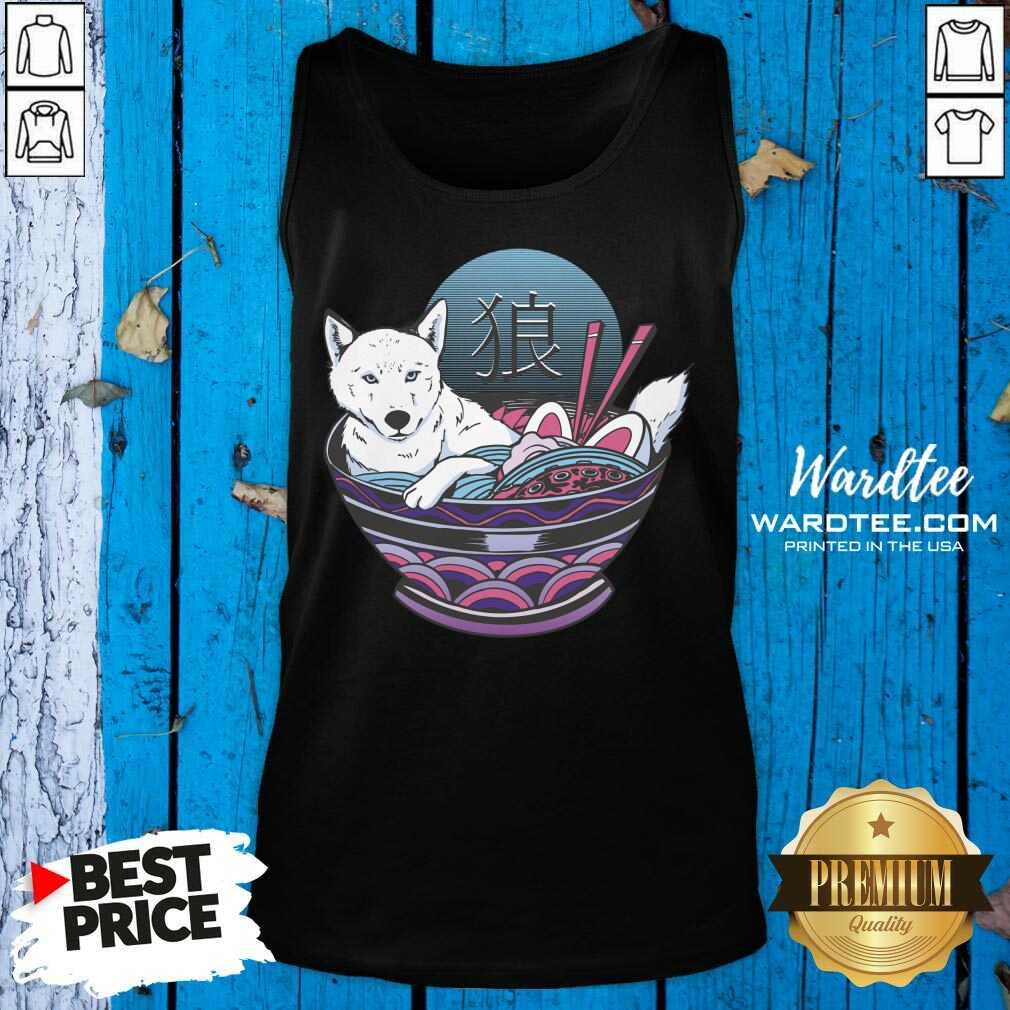 Vaporwave Wolf In A Ramen Bowl Shirt