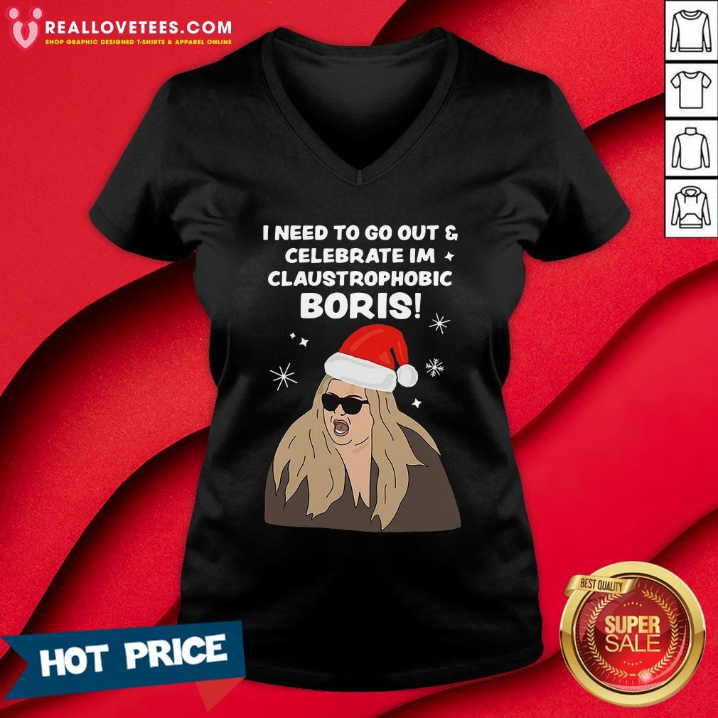 vip-gemma-collins-i-need-to-go-out-and-celebrate-im-claustrophobic-boris-christmas-v-neck.jpg