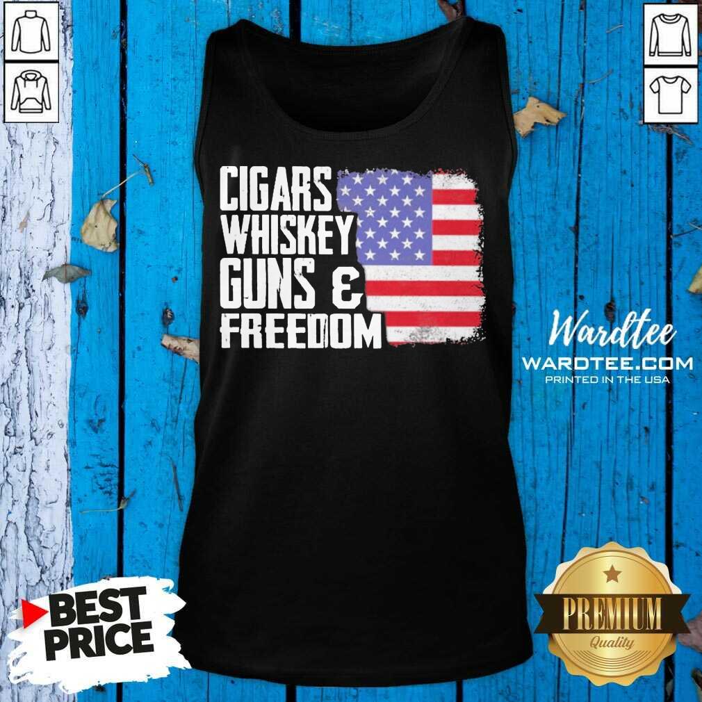 Cigars Whiskey Guns And Freedom 5 American Flag Shirt