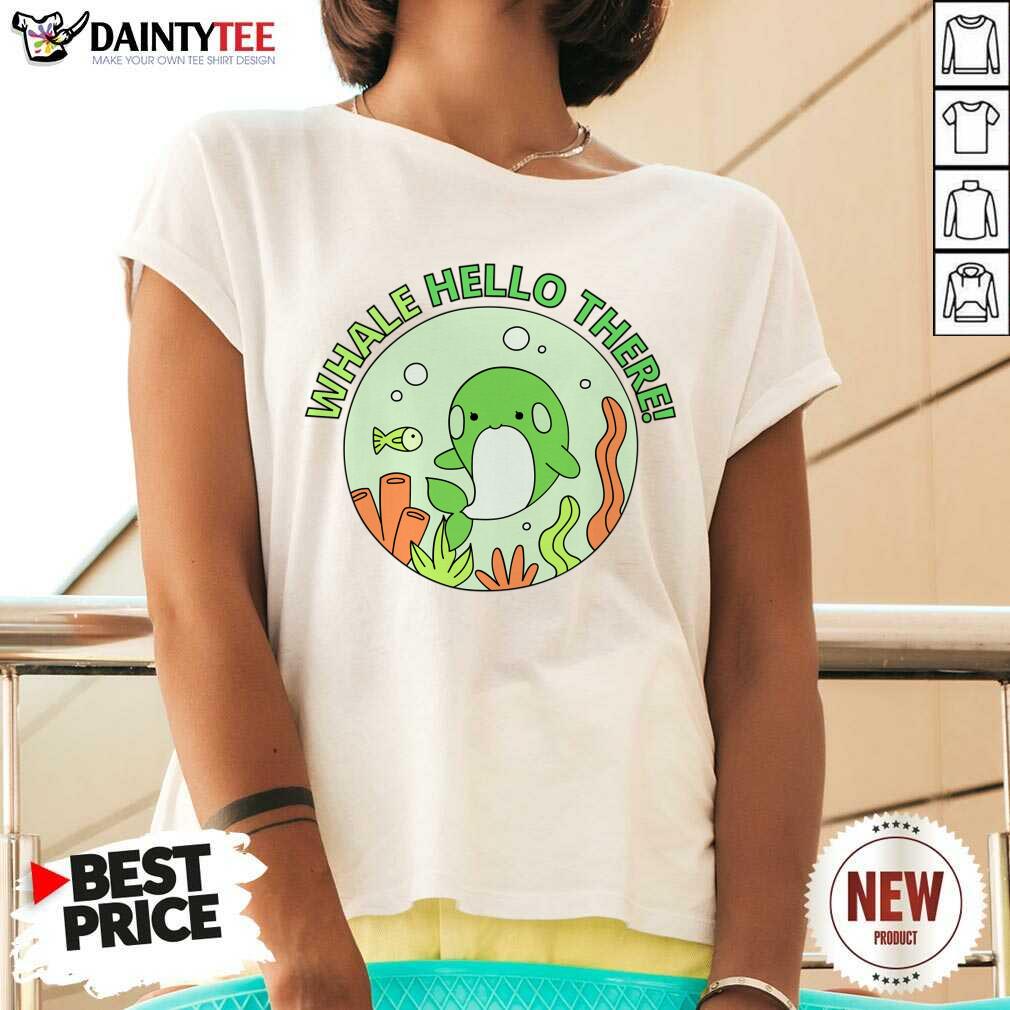 Whale Hello There Cute Cartoon Light Green Orca Whale Shirt