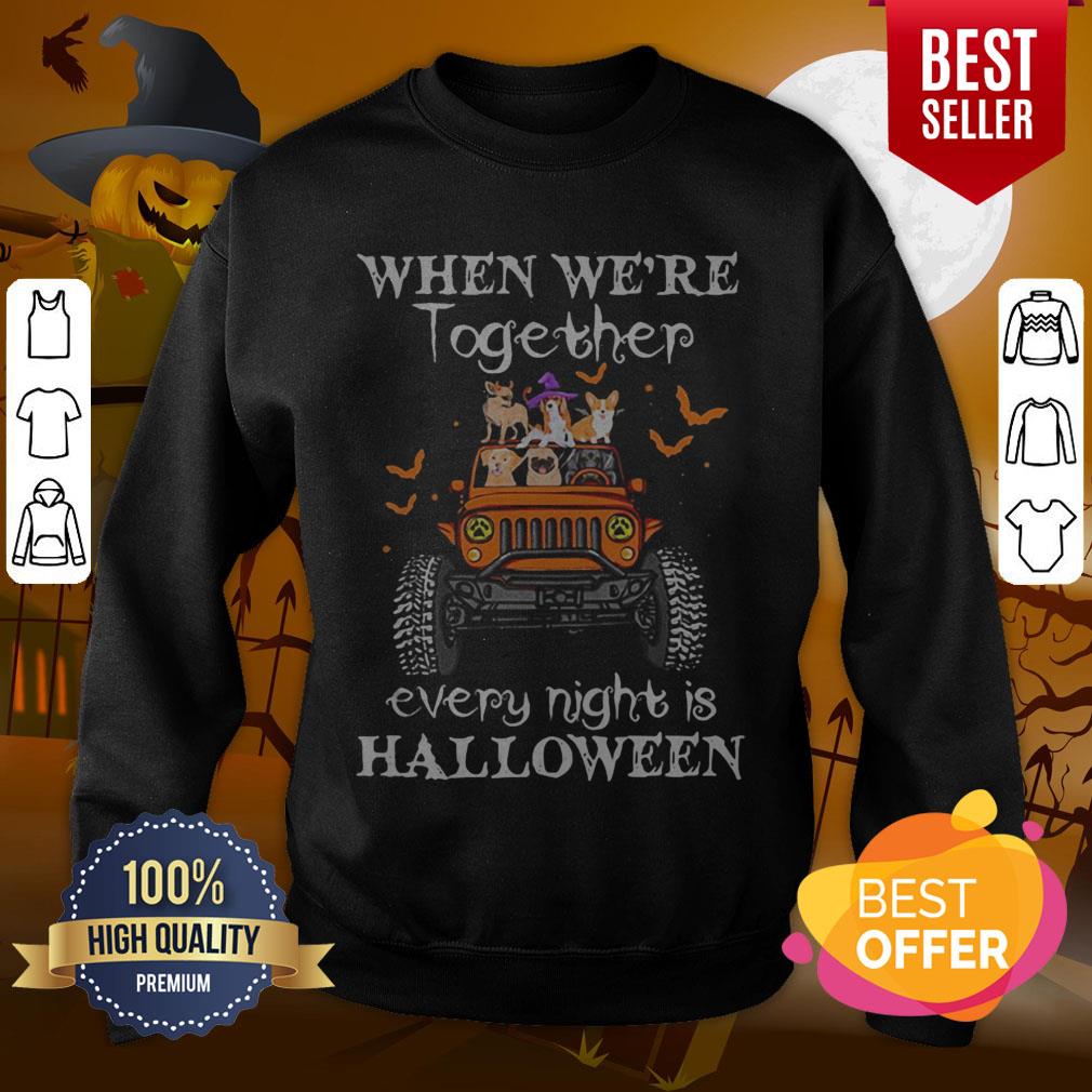 When We’re Together Every Night Is Halloween Dogs And Elephant On Jeep Shirt