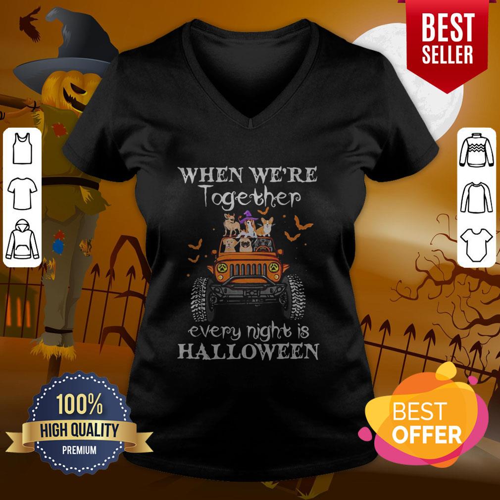 When We’re Together Every Night Is Halloween Dogs And Elephant On Jeep Shirt