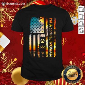 Nice American Flag I’m A Simple Woman I Like Camping Dog Paw Flip Flops And Wine Shirt