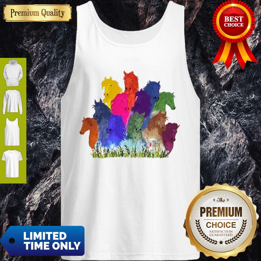 Colorful Horse Watercolor Flower Shirt