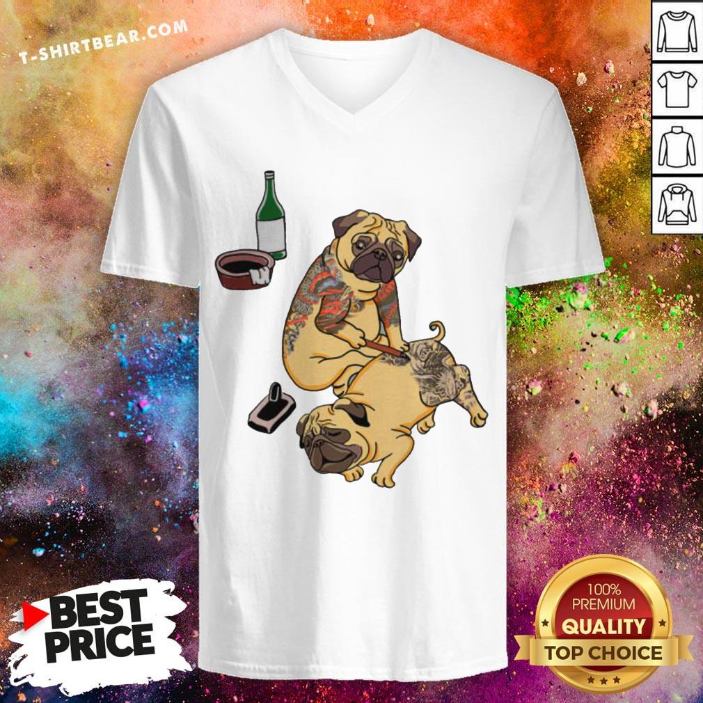 Funny Bulldog Drink And Tattoo Shirt