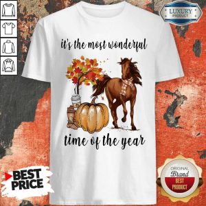 Nice It's The Most Wonderful Time Of Year Fall Autumn Horse Pumpkin Shirt