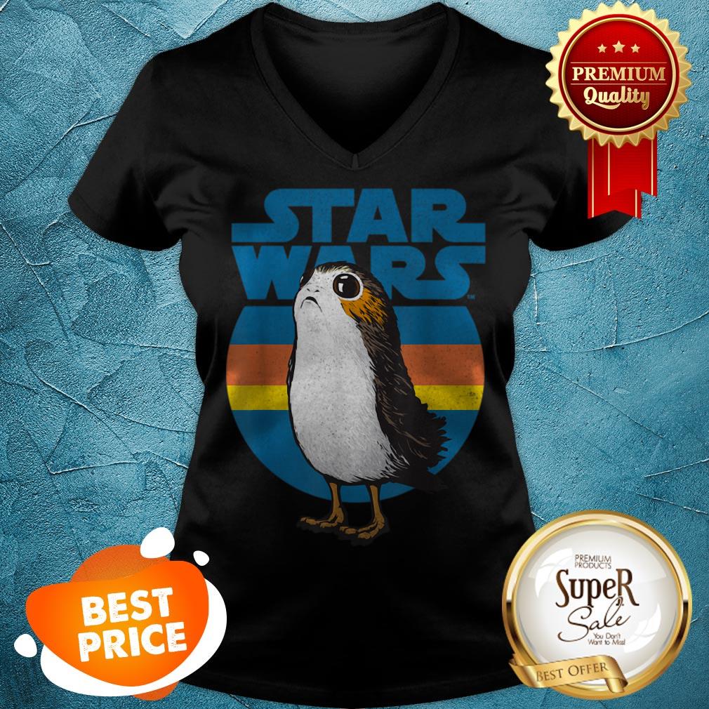 Nice Star Wars Last Jedi Porg Retro Stripes Logo Graphic Shirt