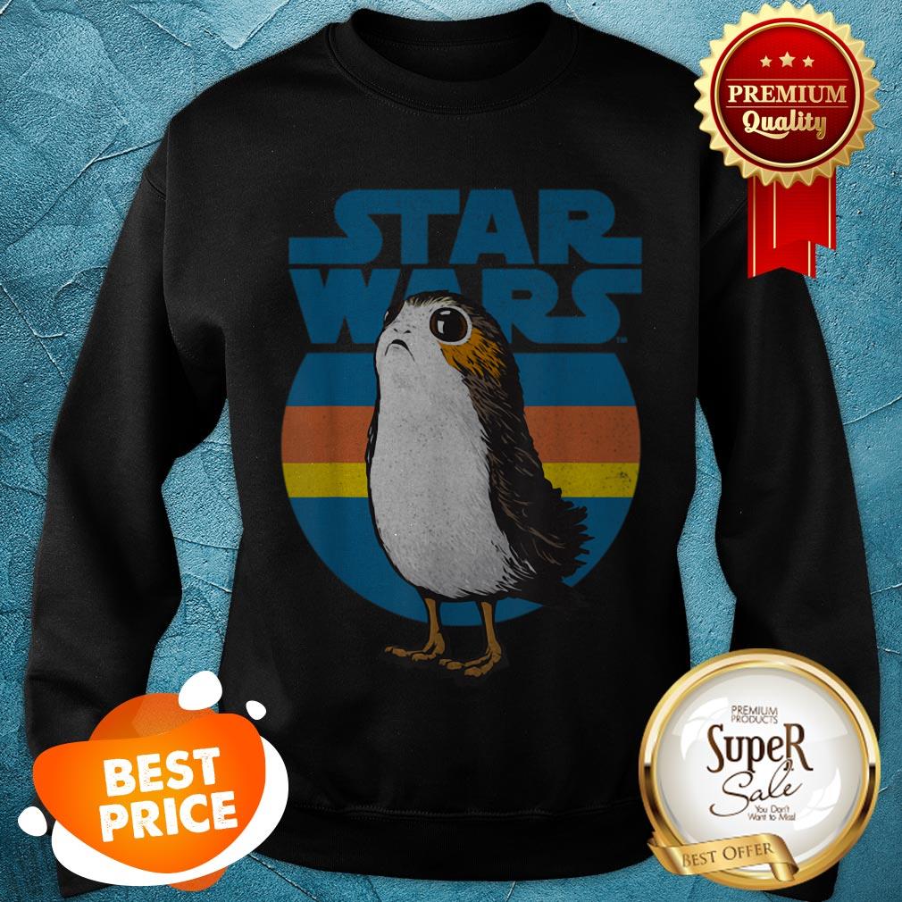 Nice Star Wars Last Jedi Porg Retro Stripes Logo Graphic Shirt