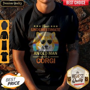 Never Underestimate An Old Man With Corgi Dog Art Vintage Shirt