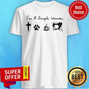 Simple Woman Jesus Dog Coffee Sewing Shirt