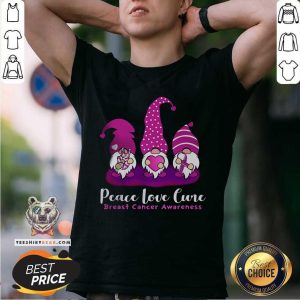 Gnome Peace Love Cure Breast Cancer Awareness Shirt