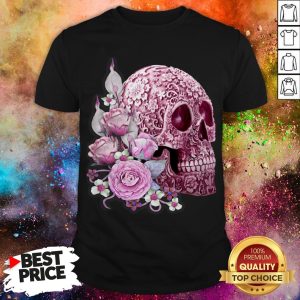 Pink Floral Pink Flowers Sugar Skull Day Of The Dead T-Shirt