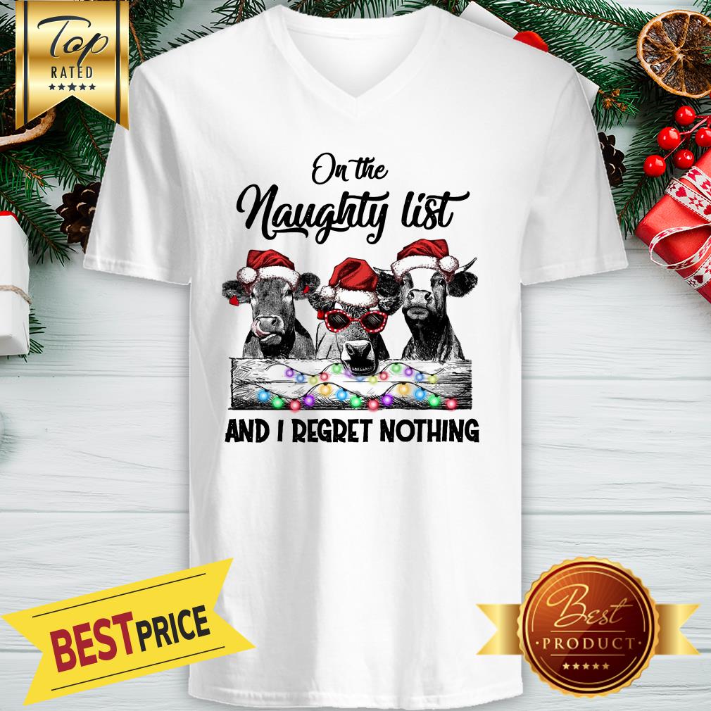 Cows Santa On The Naughty List And I Regret Nothing Cattle Baseball Shirt