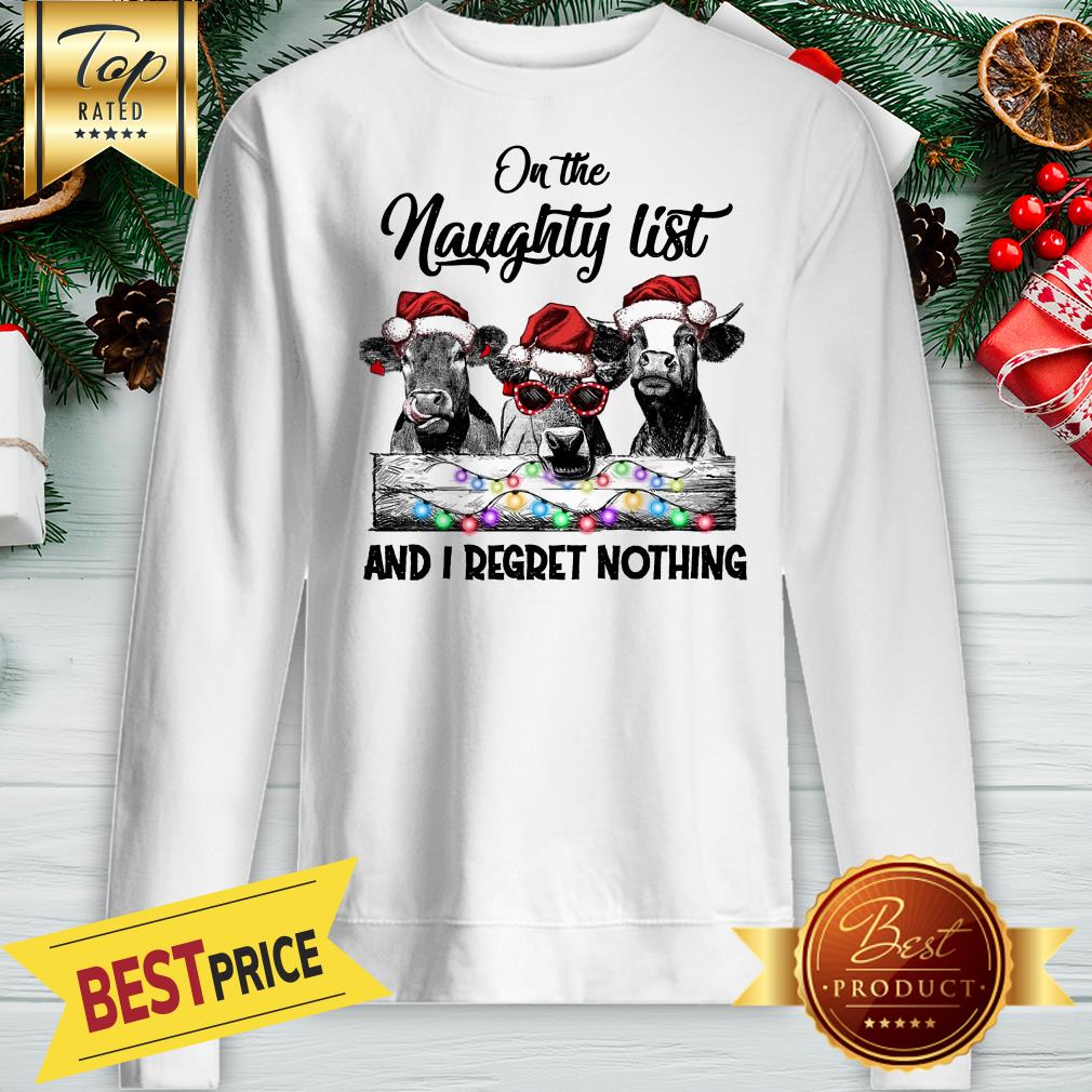 Cows Santa On The Naughty List And I Regret Nothing Cattle Baseball Shirt