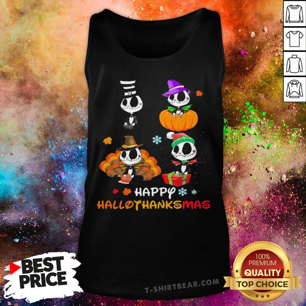 Cute Jack Skellington Happy Hallothanksmas Halloween Christmas Shirt