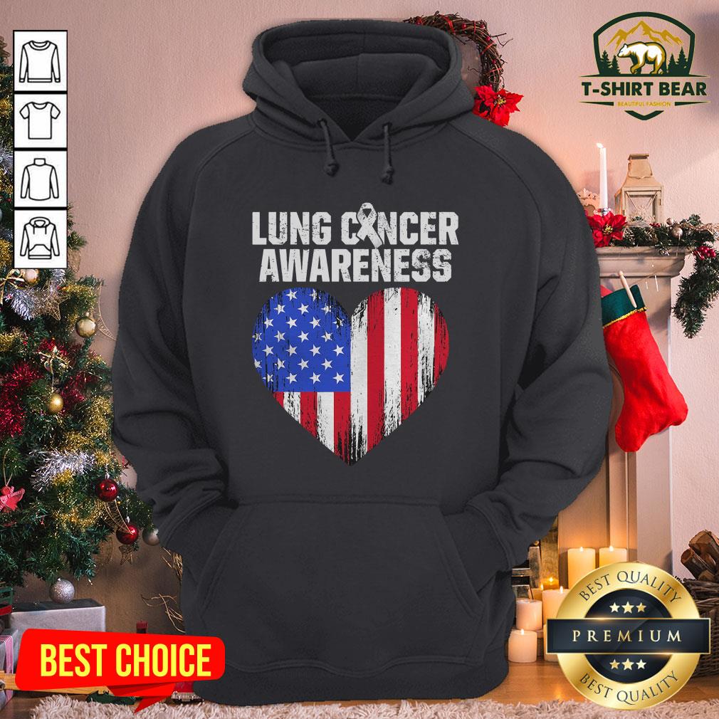 Originall Lung Cancer Awareness Heart American Flag Shirt