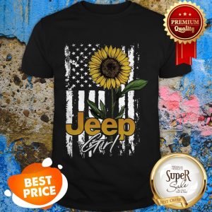 Nice Jeep Sunflower Girl American Flag Shirt