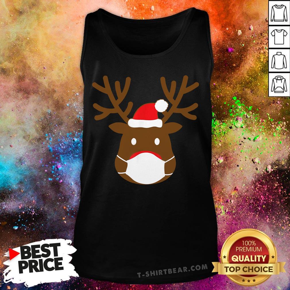 Cute Reindeer With Face Mask Christmas Xmas Shirt