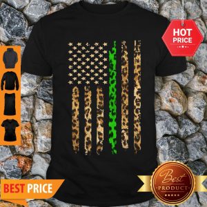 Premium Thin Green Line Leopard American Flag Shirt